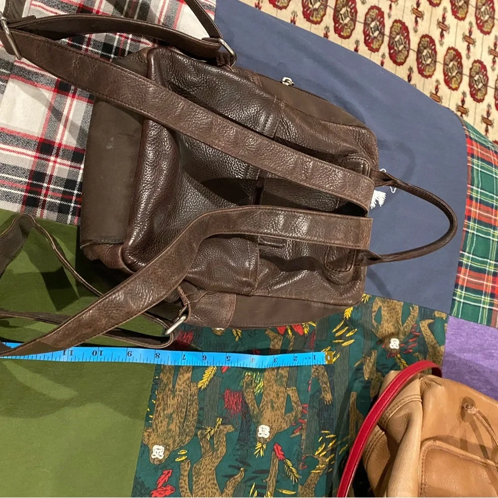 Set 2 Vintage Fossil Black Leather Crossbody Backpack